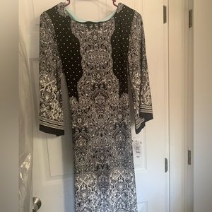 Sandra Darren Semi Formal Black and White Slip Dress